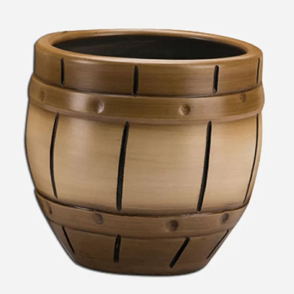Aktif Seramik Terracotta Flower Pot No:4 Barrel Pattern White