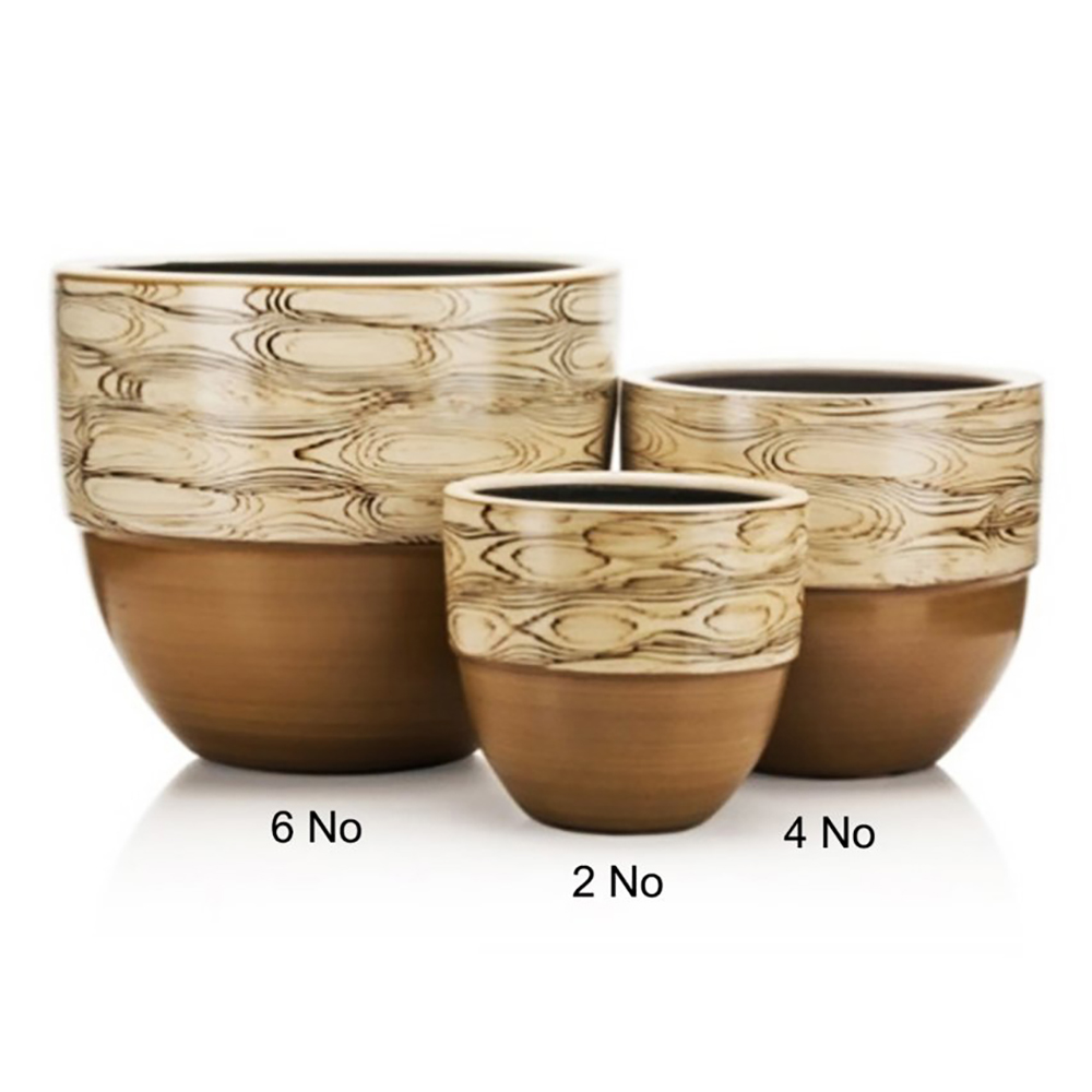 Aktif Seramik Terracotta Flower Pot Riva Wood Pattern No:6