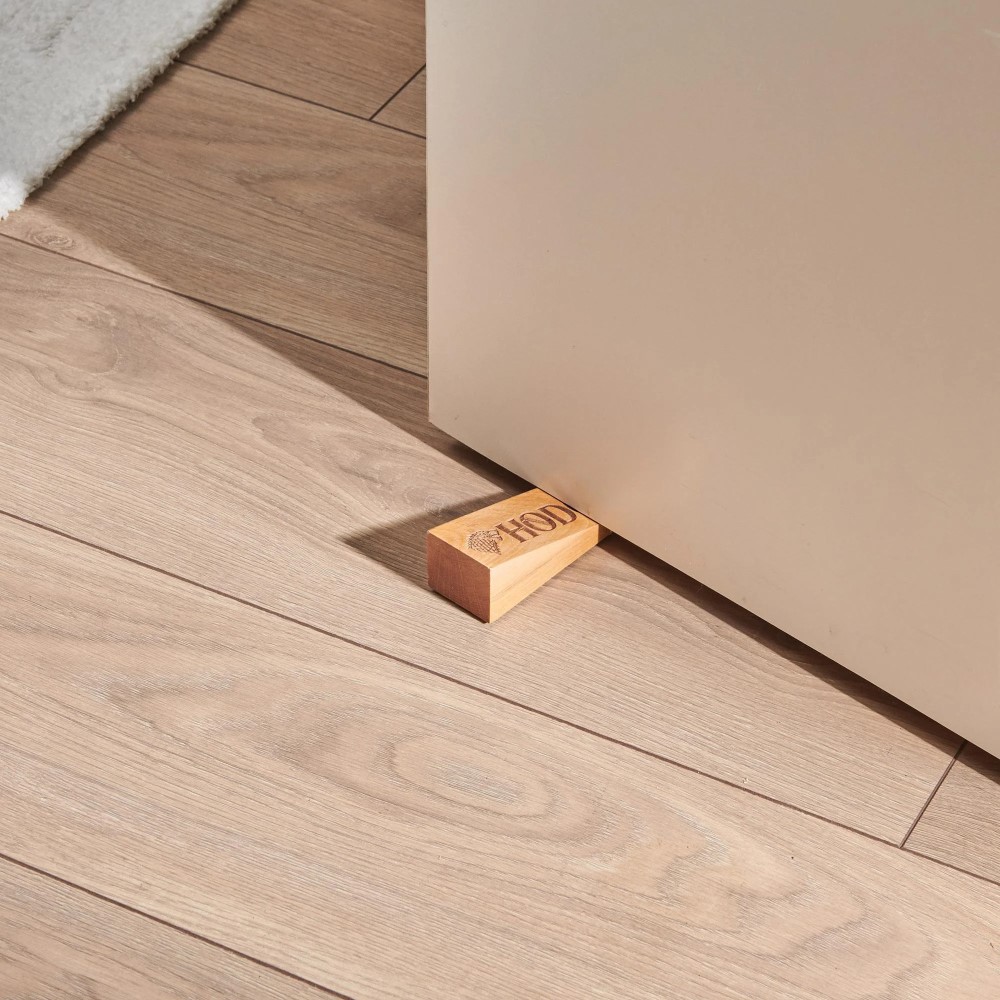 Frater Wooden Door Stopper With Hold The Door Written
