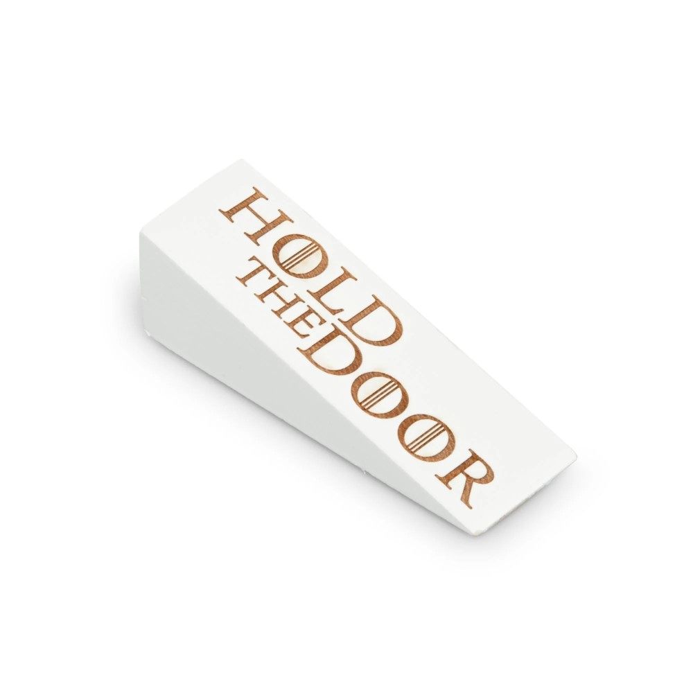 Frater Wooden Door Stopper With Hold The Door Written