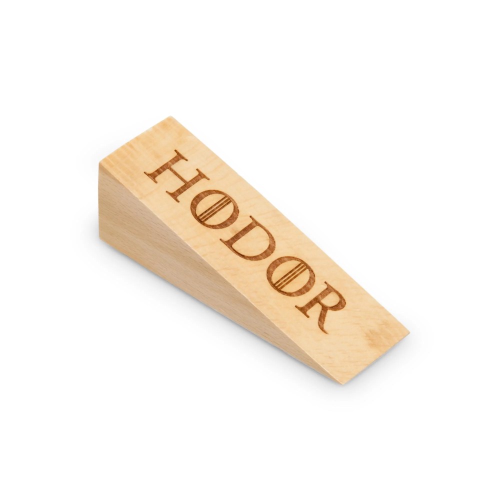 Frater Wooden Door Stopper With Hold The Door Written