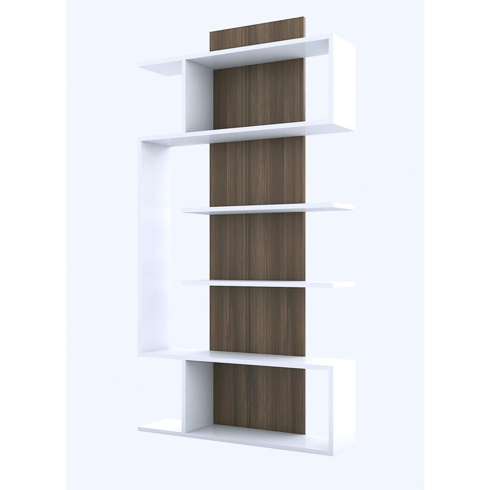 Minar Joke Bookcase White Walnut