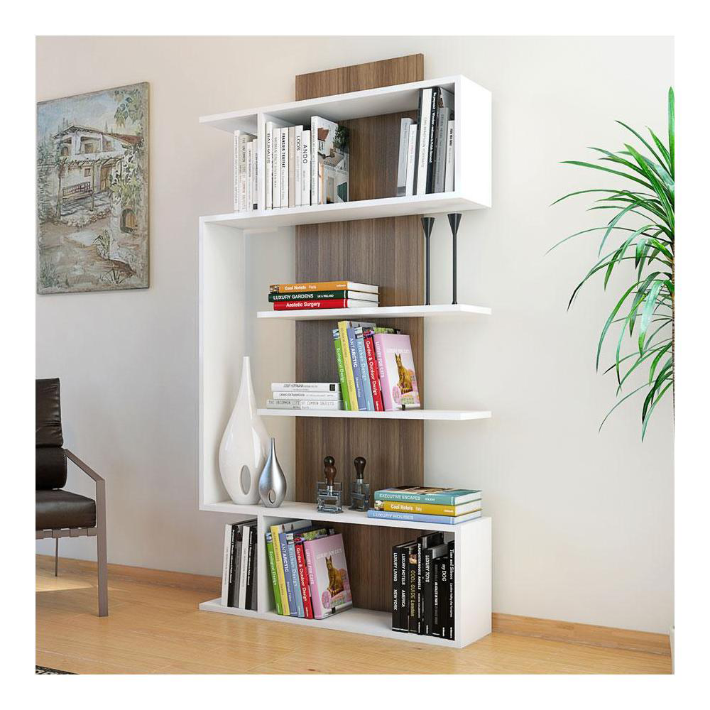 Minar Joke Bookcase White Walnut