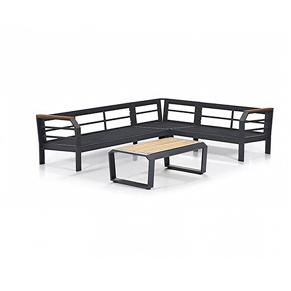 Erinoz Assento L Corner Set+Coffee Table Anthracite Grey