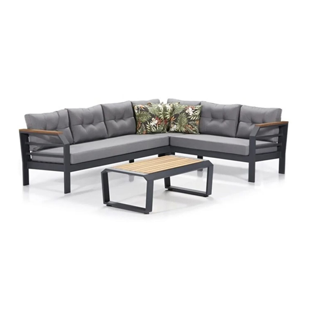 Erinoz Assento L Corner Set+Coffee Table Anthracite Grey