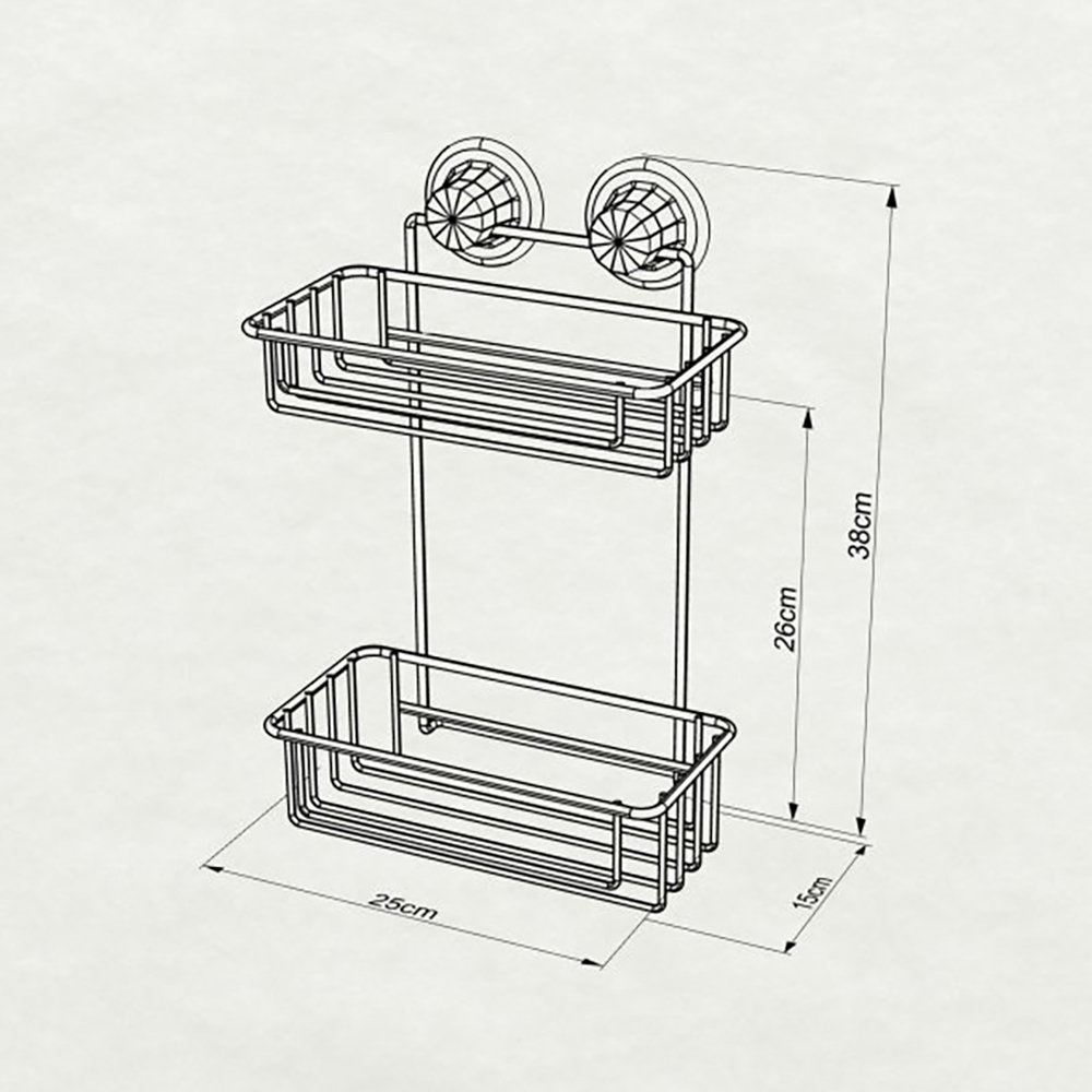 Tekno-Tel Vacuum Two Tier Bath Shelf Chrome