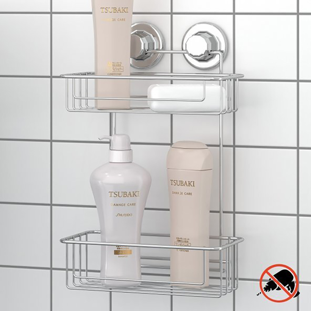 Tekno-Tel Vacuum Two Tier Bath Shelf Chrome