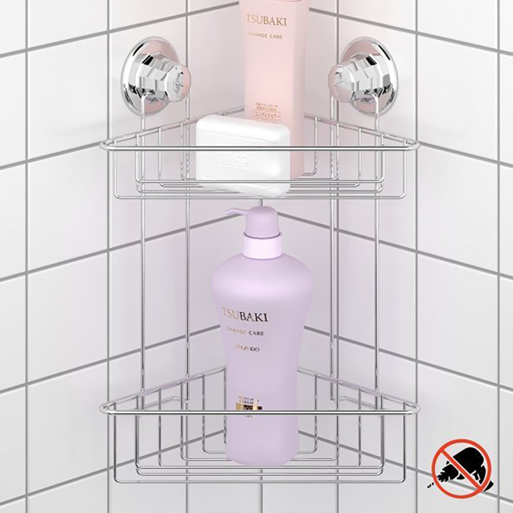 Tekno-Tel Vacuum Two Tier Corner Shelf - Chrome