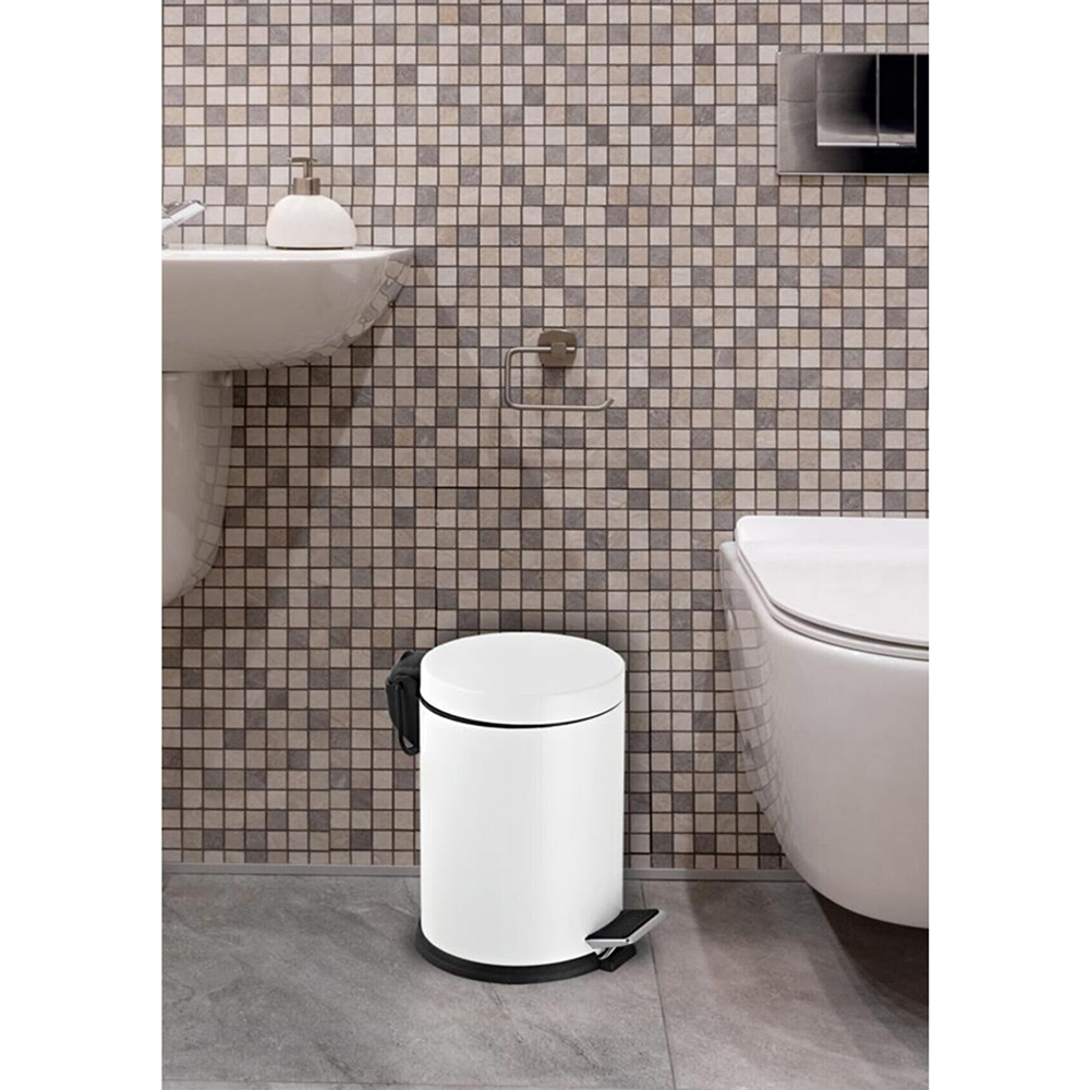 Efor Pedal 5Lt Galvanized Dustbin White