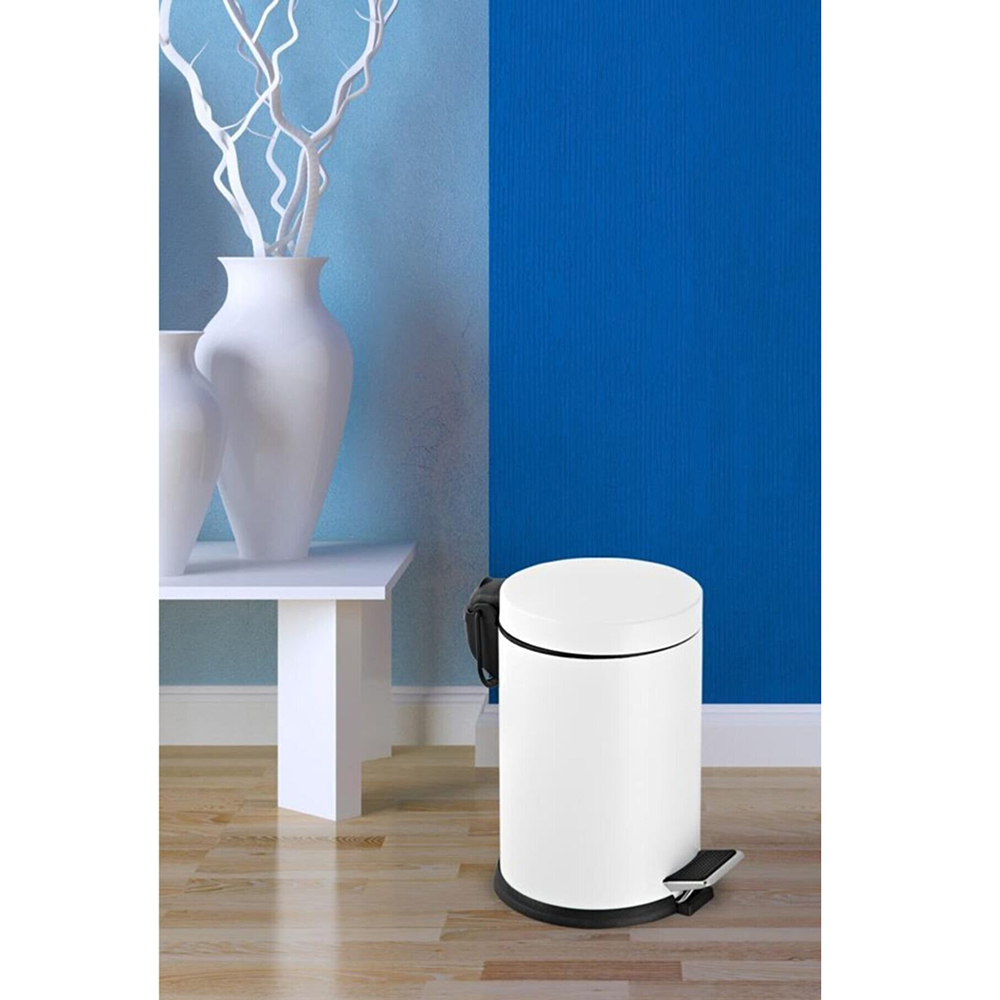 Efor Pedal 5Lt Galvanized Dustbin White