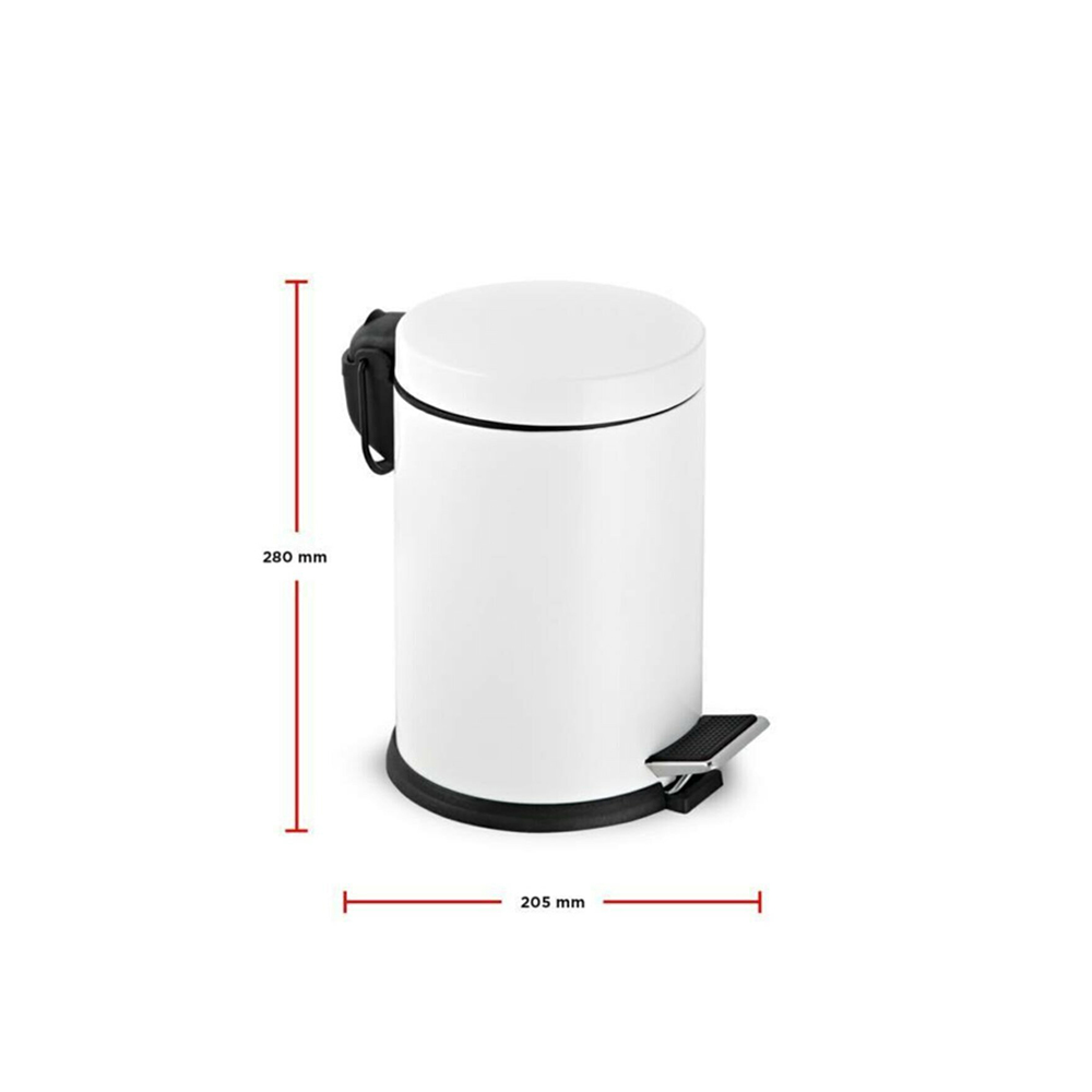 Efor Pedal 5Lt Galvanized Dustbin White