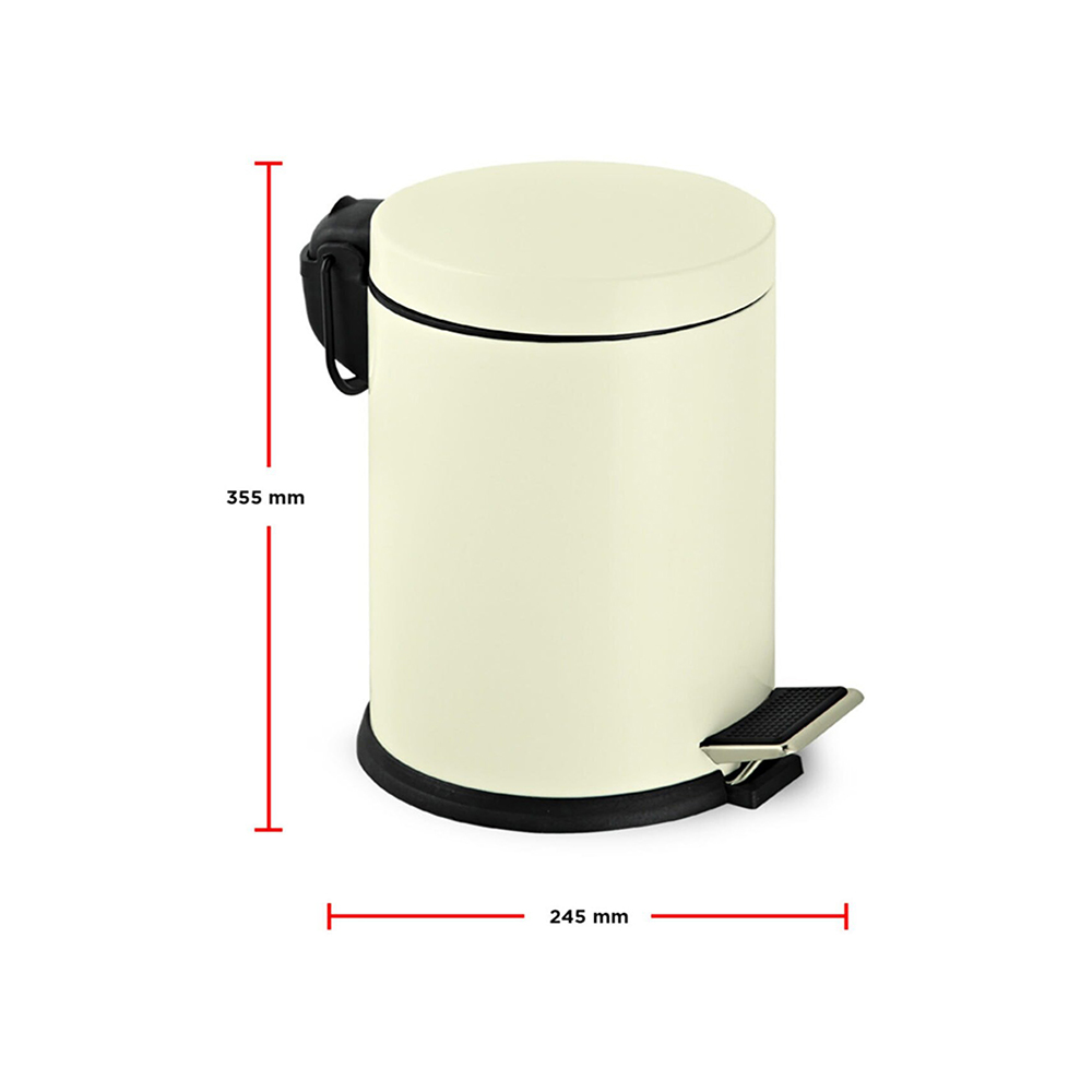 Efor Pedal 12Lt Galvanized Dustbin Cream