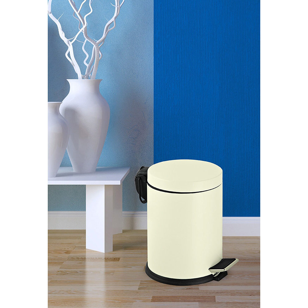 Efor Pedal 12Lt Galvanized Dustbin Cream