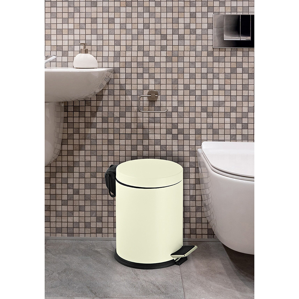 Efor Pedal 12Lt Galvanized Dustbin Cream