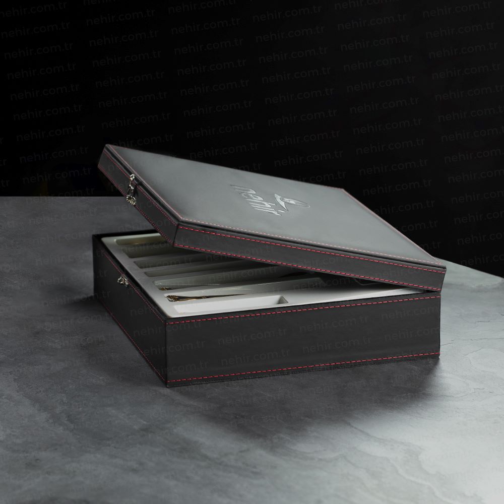 Nehir Deniz 84 Piece Leather Boxed Cutlery Set