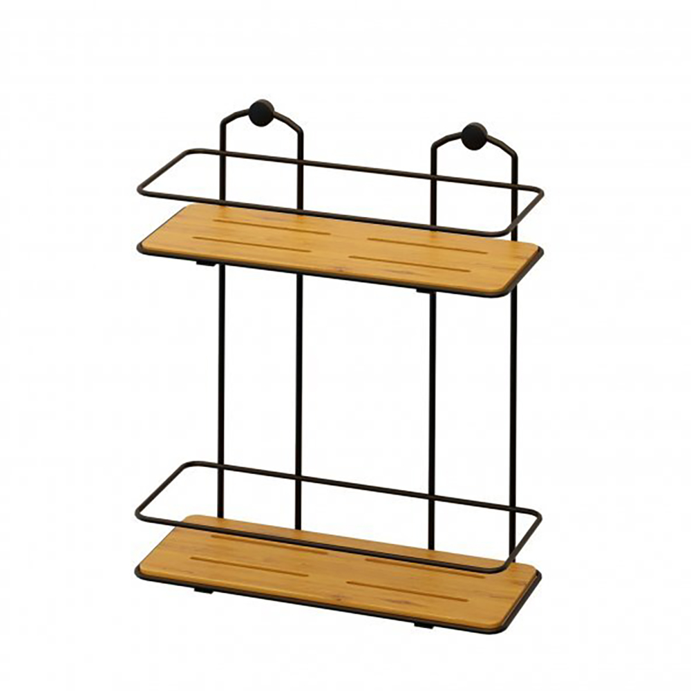 Tekno-Tel Wooden Double Tier Shower Shelf Black