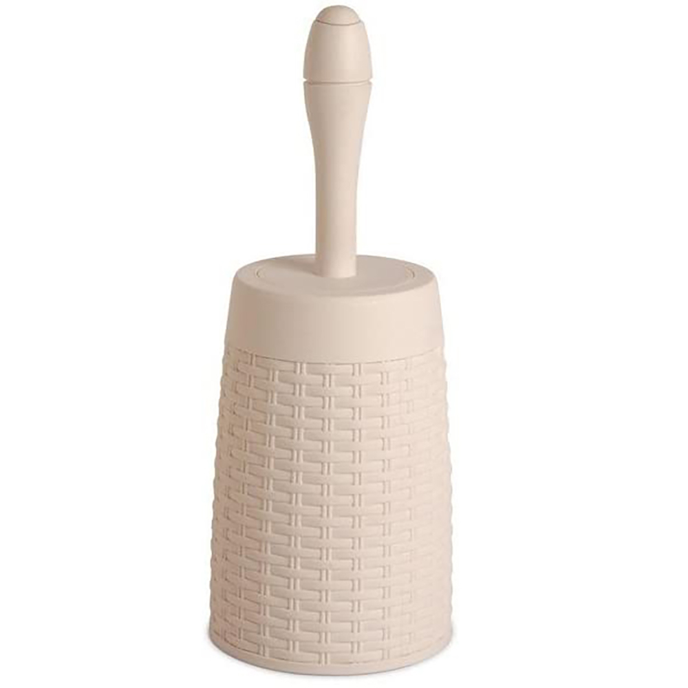 Primanova Rattan Roll Plastic Dustbin Bucket Beige