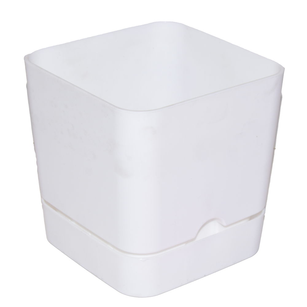Poliwork Begonya Square Flower Pot 16 White