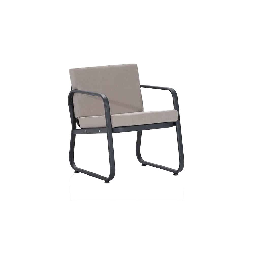 Erinoz Ferni Anthracite Metal Seating Set 2+1+1 Coffee Table
