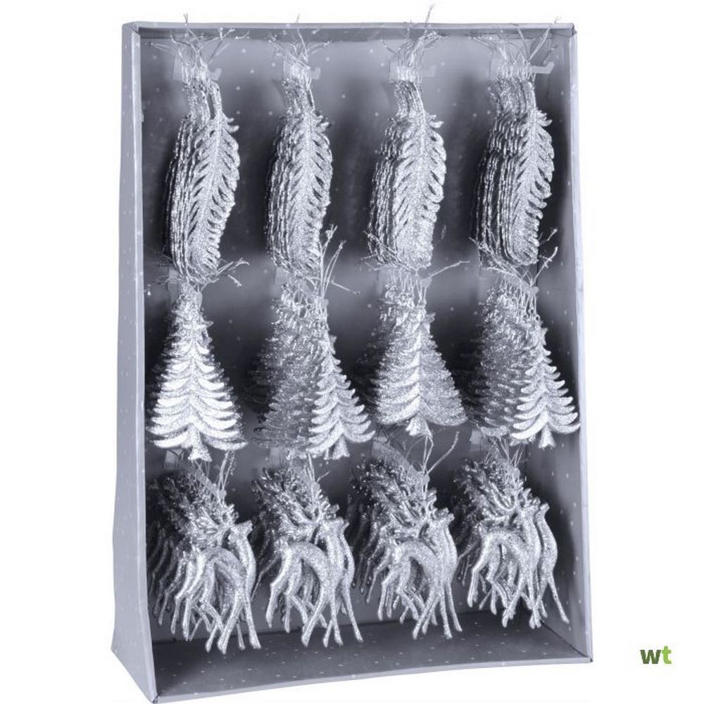 Koopman Christmas Tree Decoration  16Cm Glitter Silvery