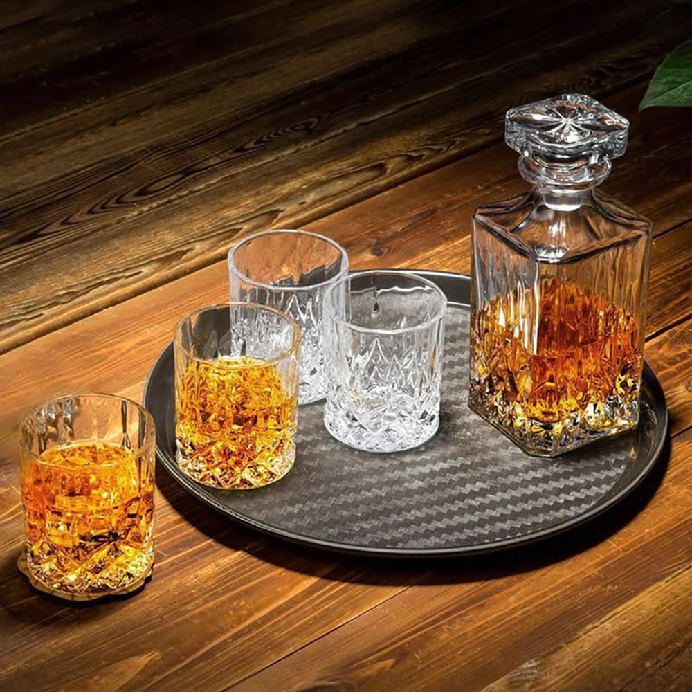 Koopman Decanter Glass Bottle With Lid And 4 Glasses