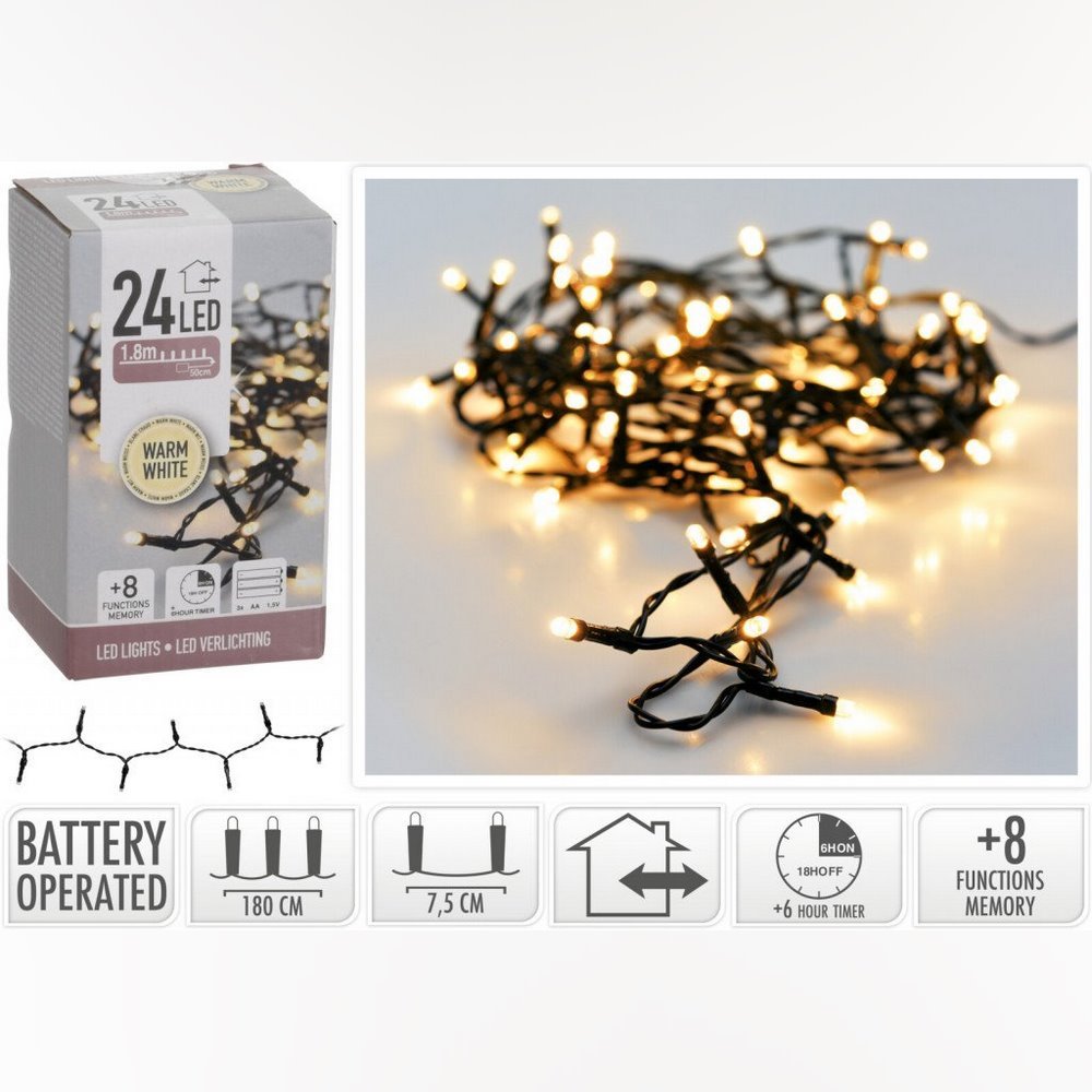 Koopman Led Chain 24 Led Lights Warm White Ip44