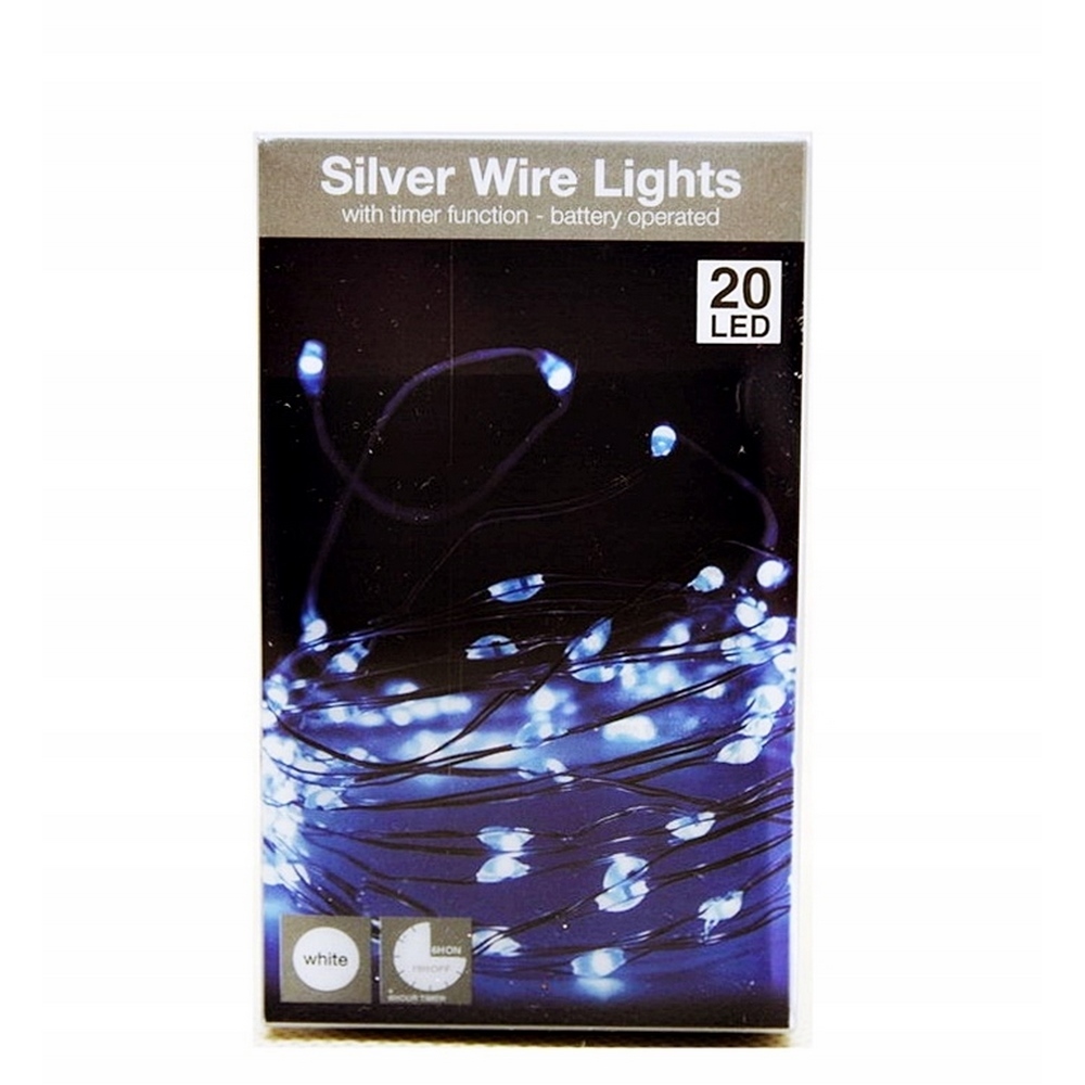 Koopman Silver Wire 20 Led Lights  White Bo Timer