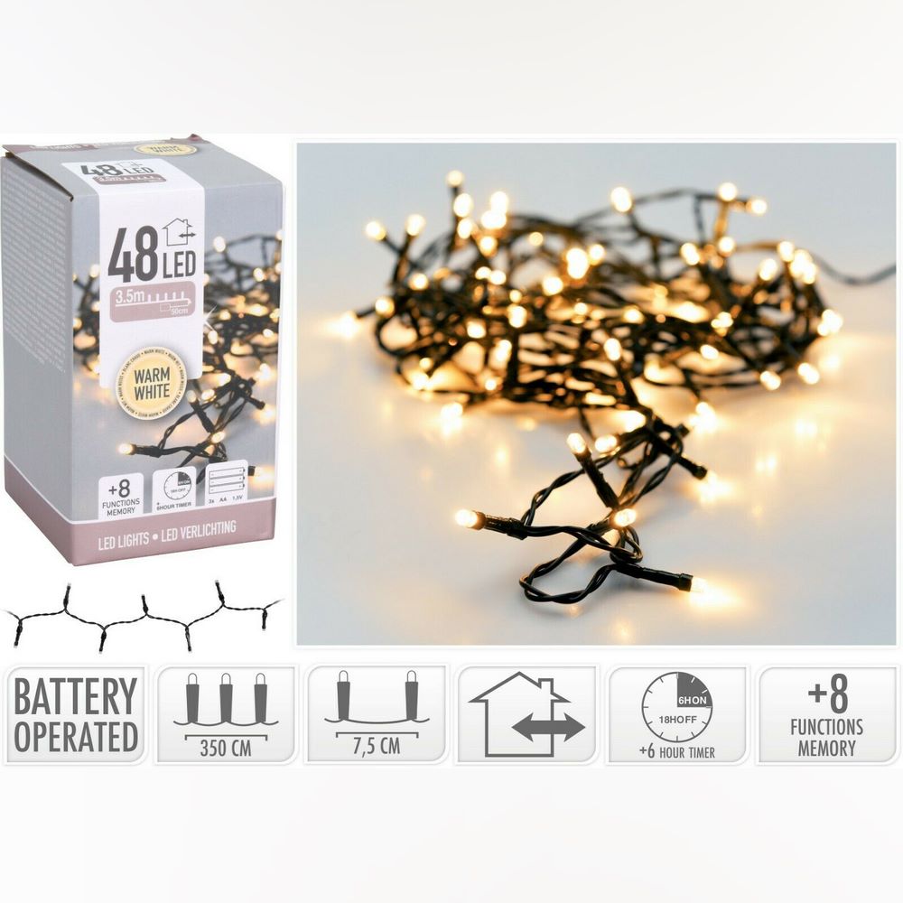 Koopman Led Lights Chain 48 Led Lights Warm White Ip45