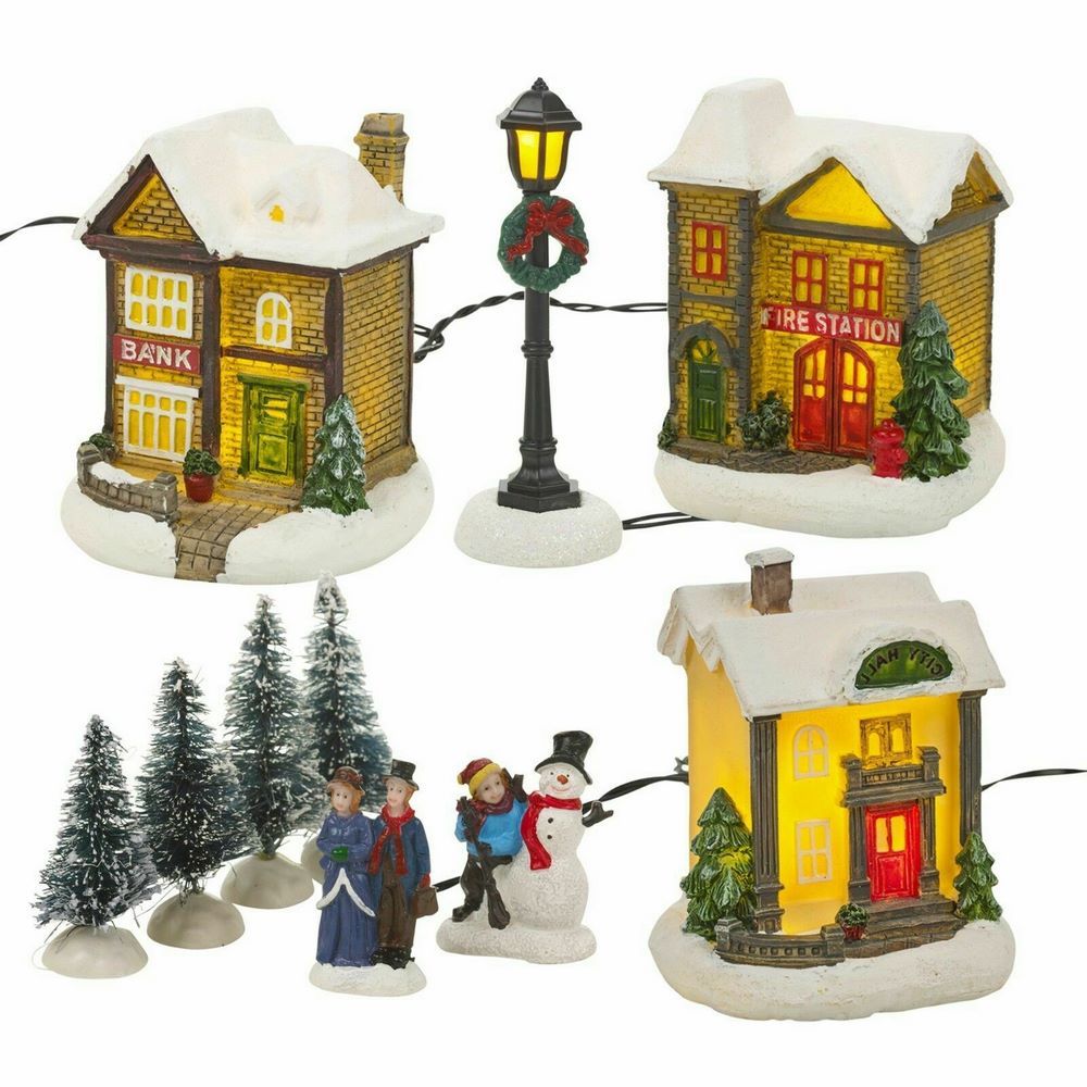 Koopman Village Set With Led Lights 10Pcs