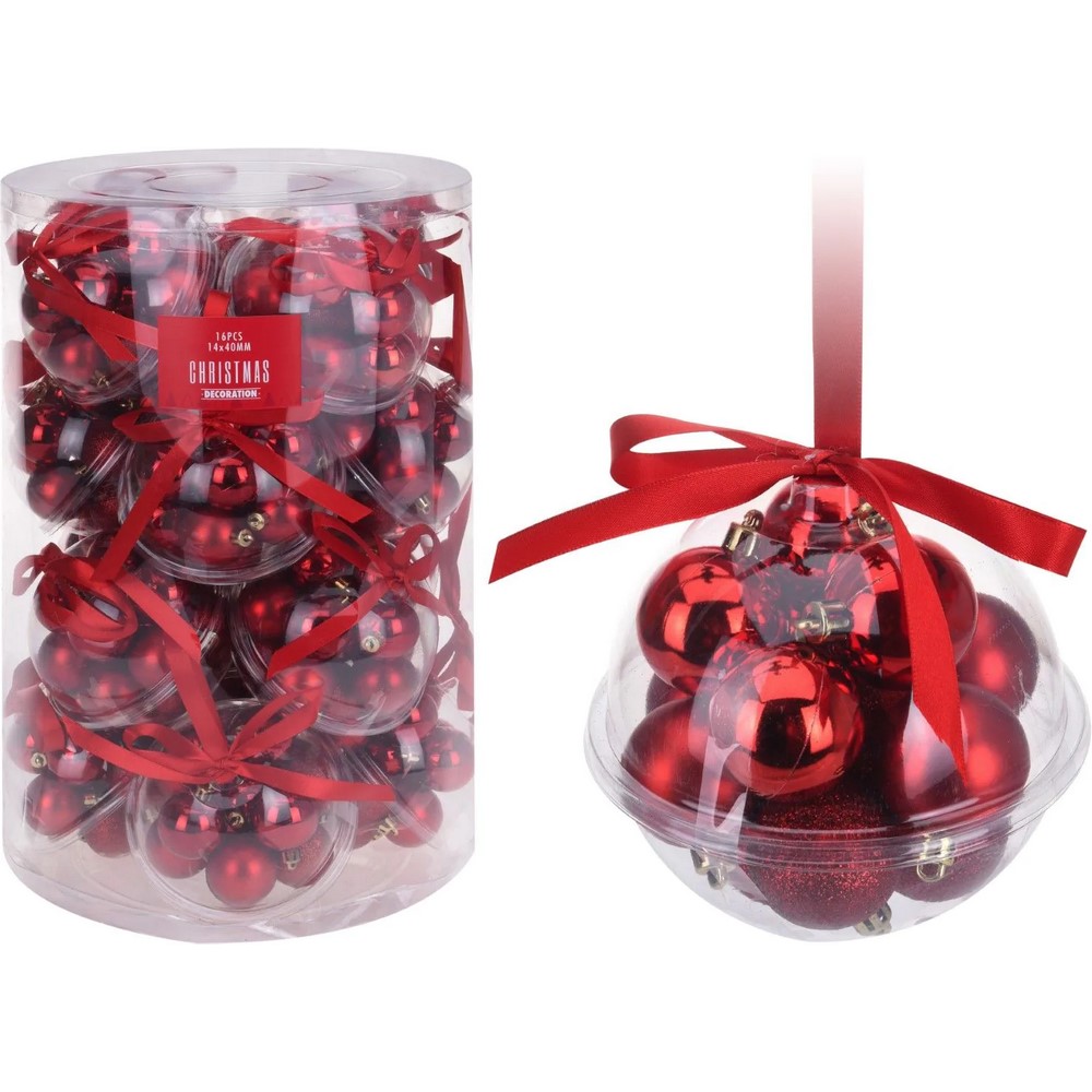 Koopman Xmas Ball 14X 40Mm Red