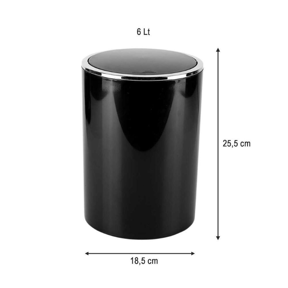 Primanova Lenox Dustbin 6 Lt Black/Chrome