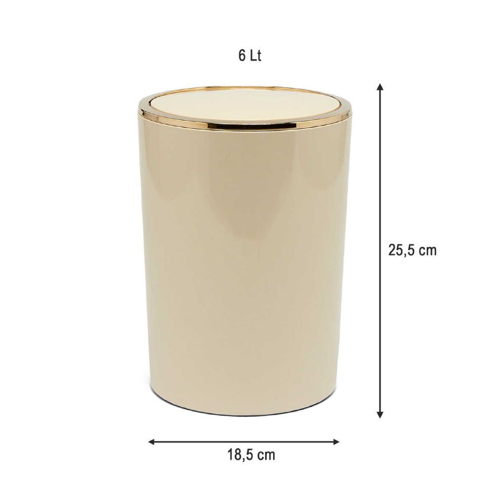 Primanova Lenox Dustbin 6 Lt Beige/Gold