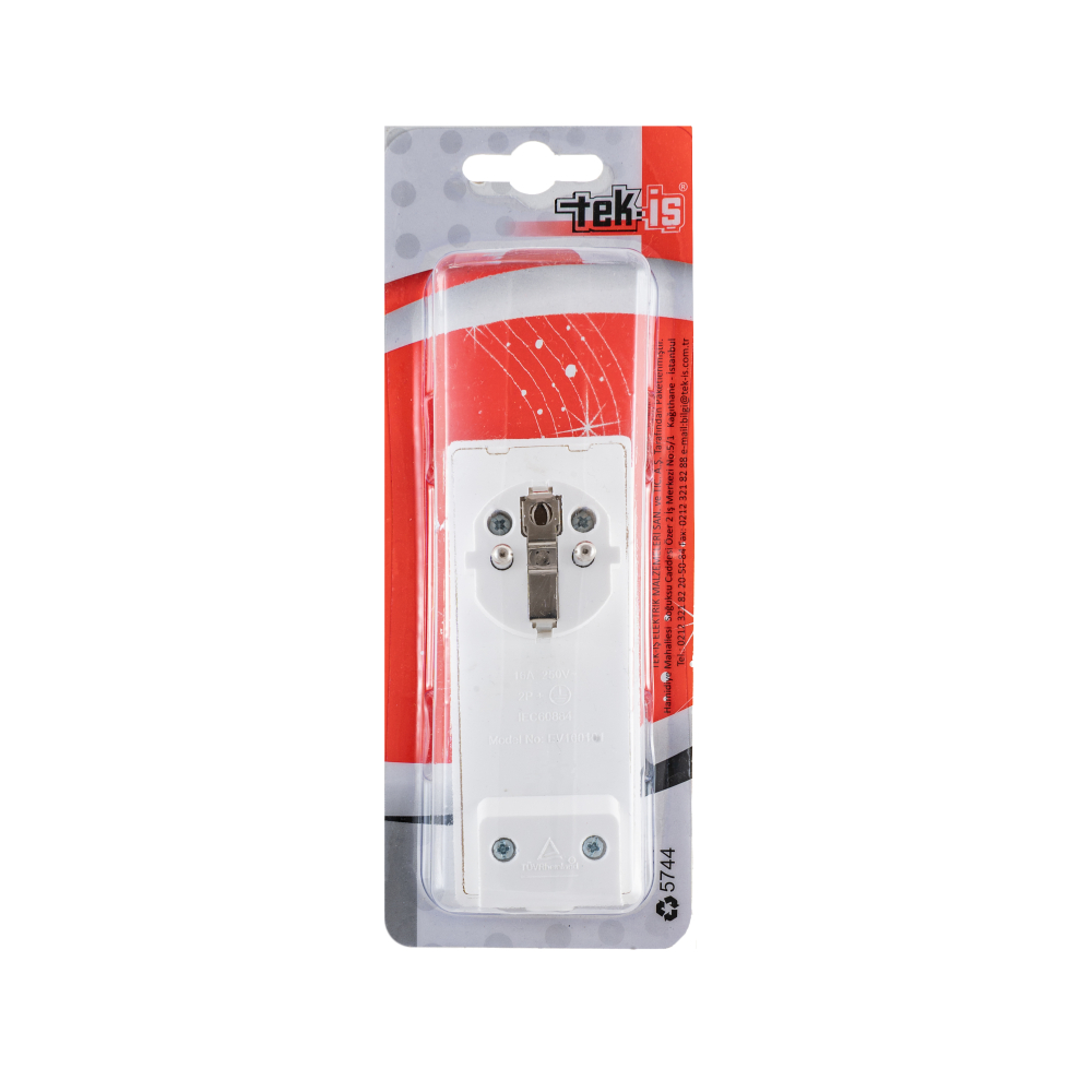 Tek-Iş Earthed Flat Plug White
