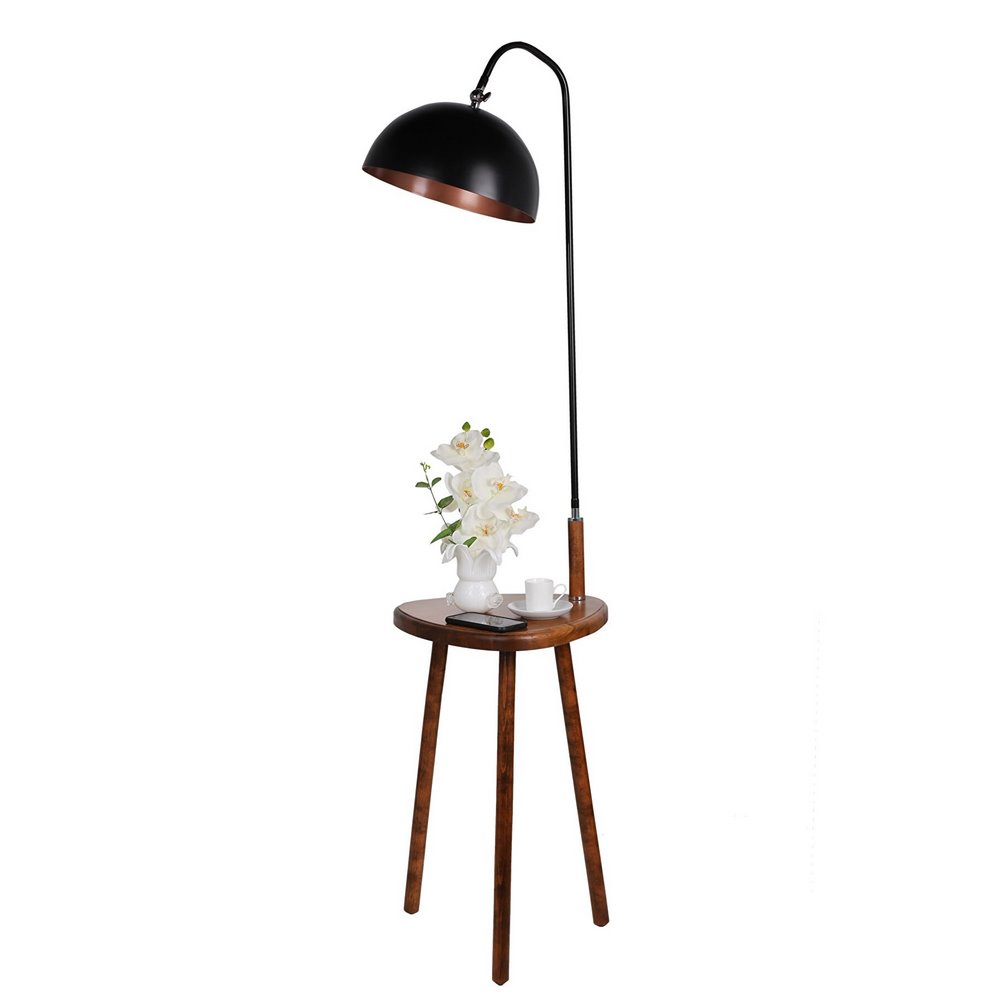 Lumexx Demet Coffee Table Wooden Floor Lamp Walnut