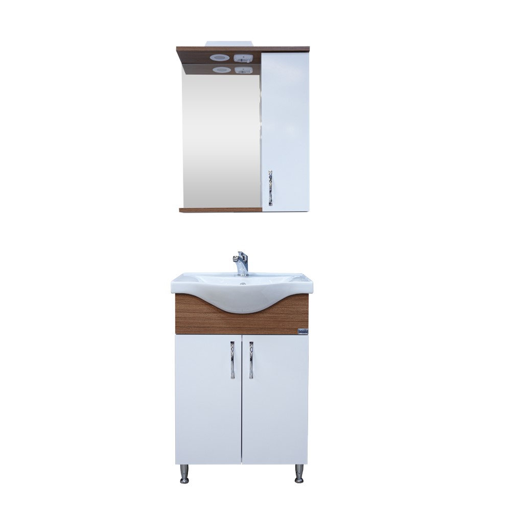 Orka Basic Petra 55 Cm Bathroom Set Cabinet Disassembled - Teak