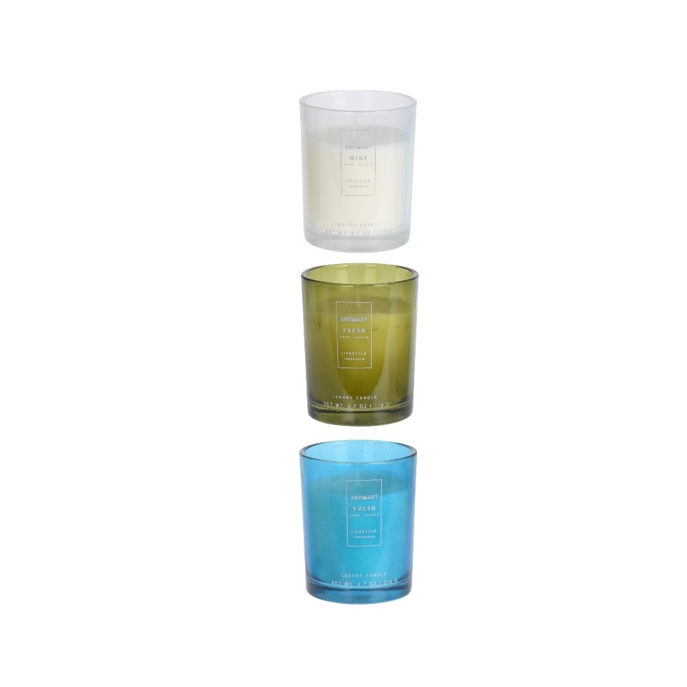 Koopman Candle Scented In Glass 3Ass Clr
