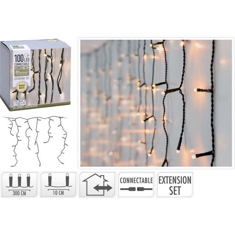 Koopman Extension Icicle 100 Led Lights Ww