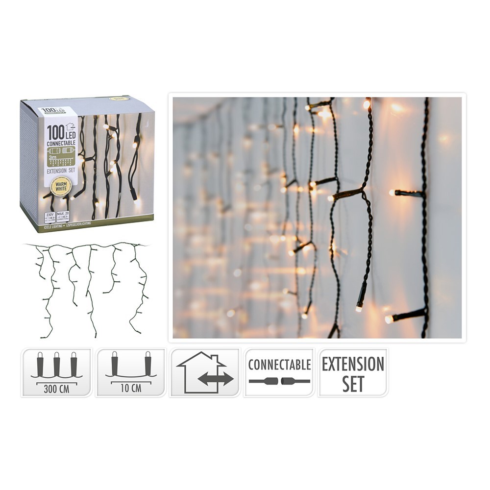 Koopman Extension Icicle 100 Led Lights Ww