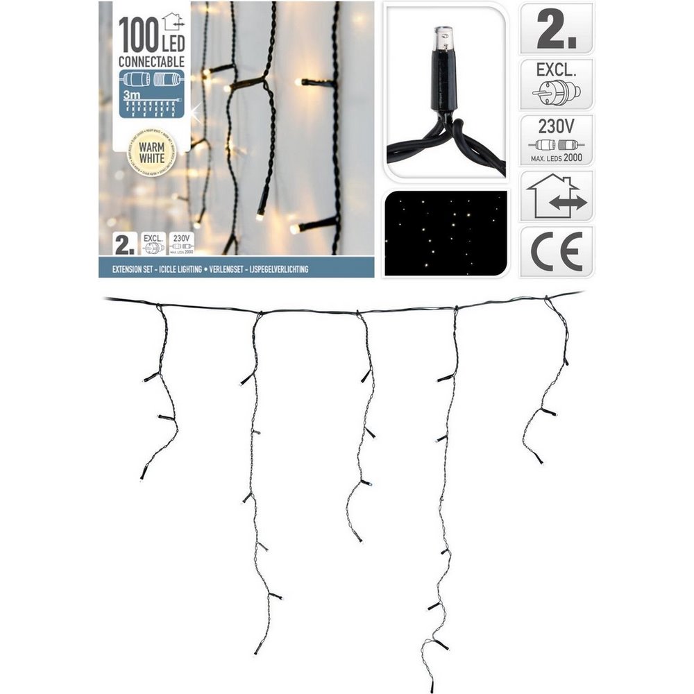 Koopman Extension Icicle 100 Led Lights Ww