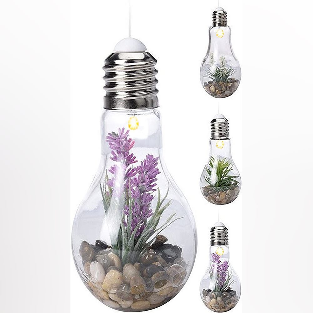 Koopman Lamp Glass Led Lights And Plant