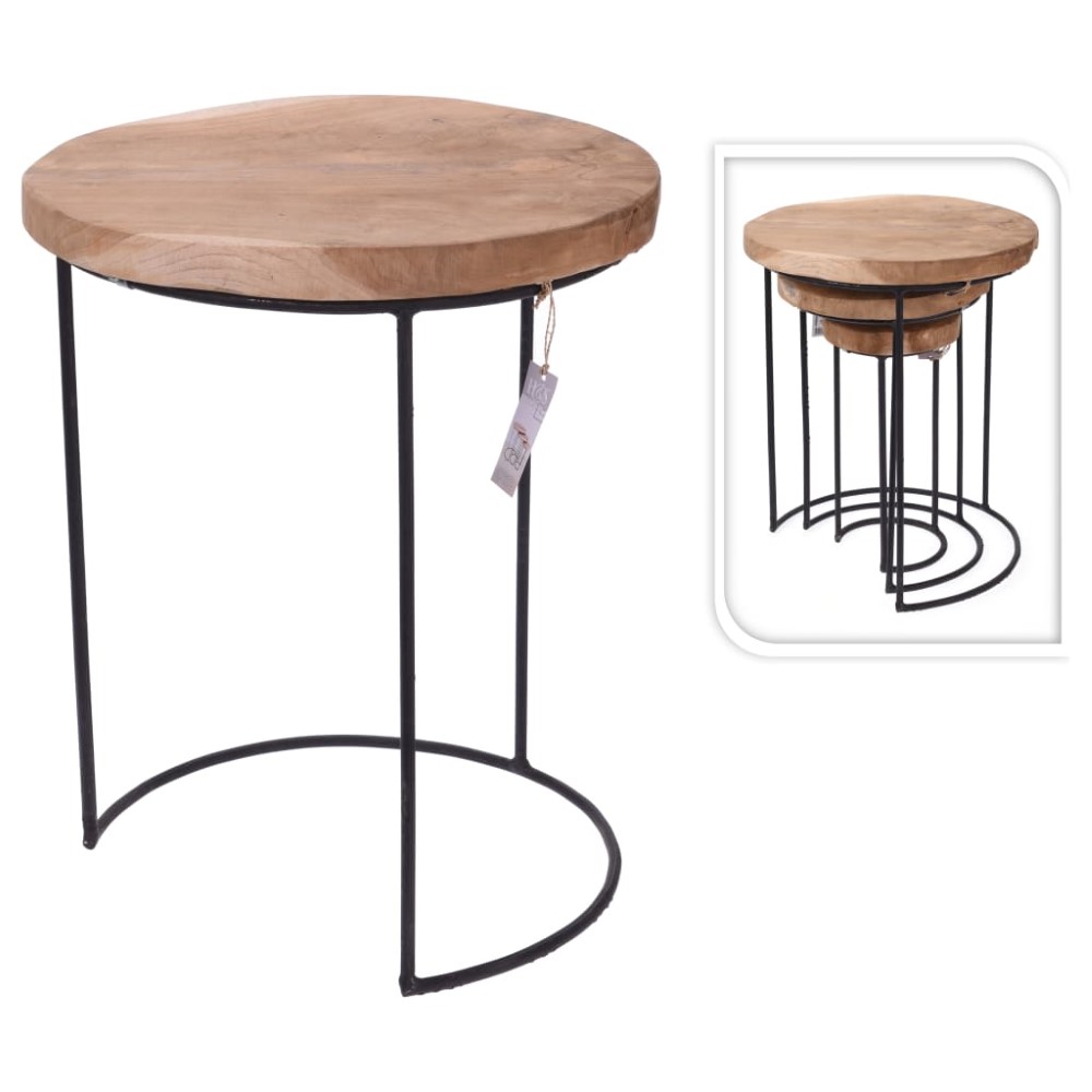 Koopman Side Table Teak Set Of 3 Pieces