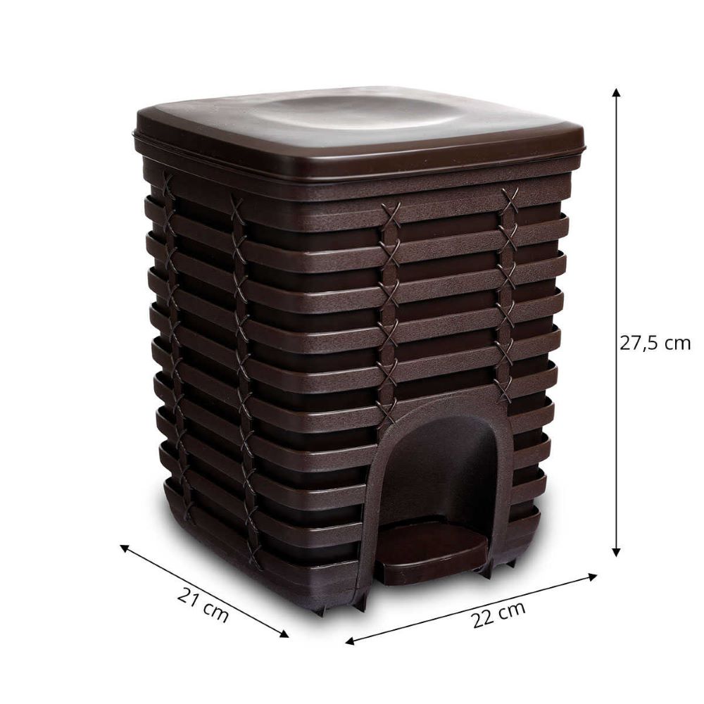 Primanova Palm Pedal Dustbin 9 Lt - Coffee