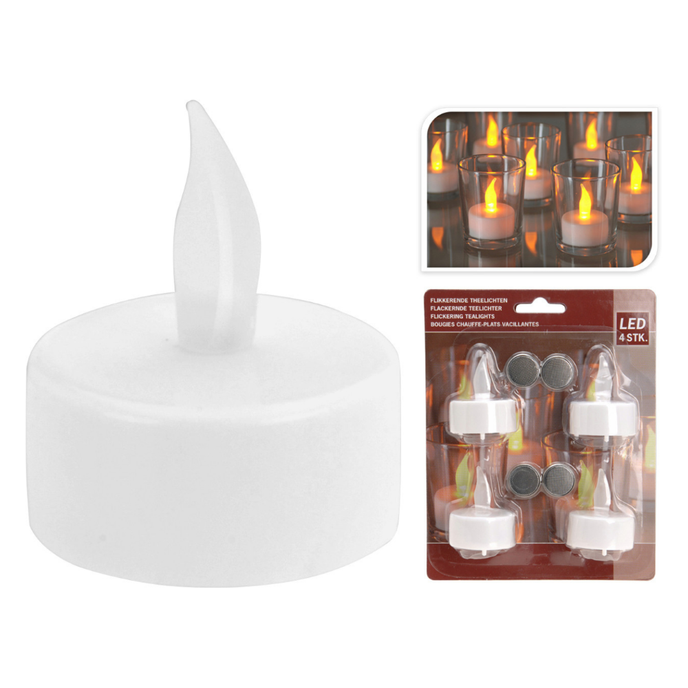 Koopman Tealight With Led Set 4Pieces