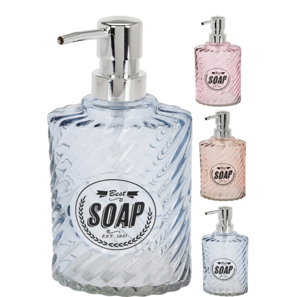Koopman Soap Dispenser Glass 3Ass Clr