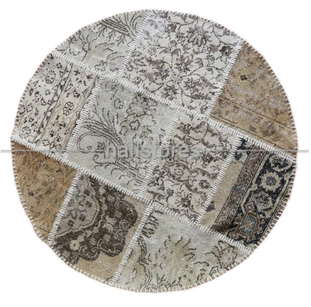 Halistores Round Patchwork Carpet 140*140 Beige