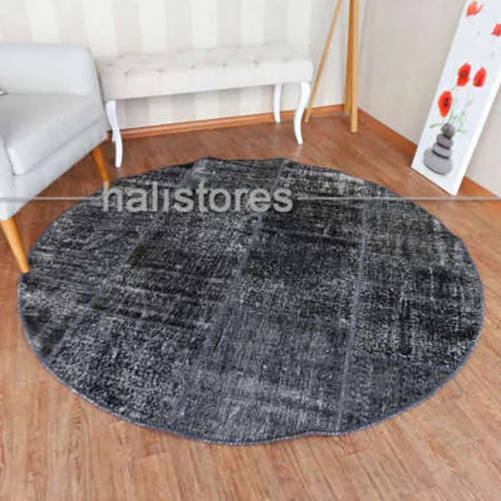 Halistores Round Patchwork Carpet 120*120 Black