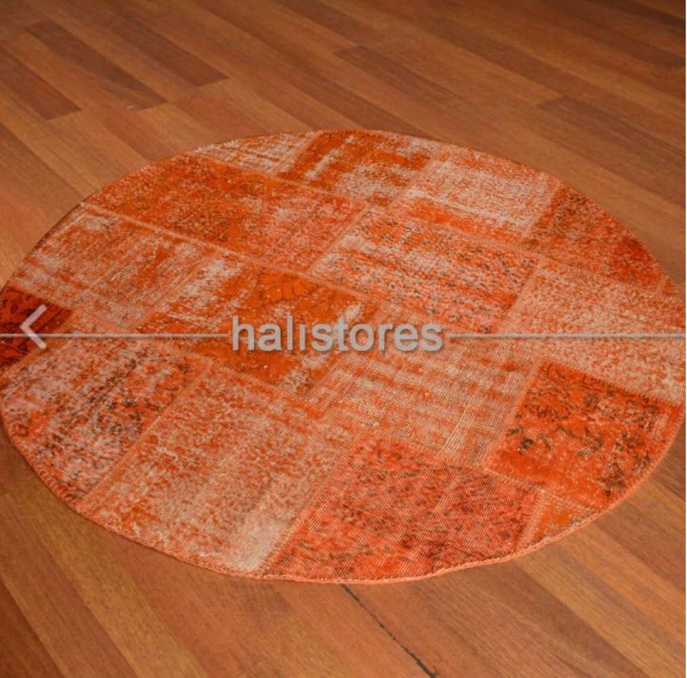 Halistores Round Patchwork Carpet 180*180 Orange