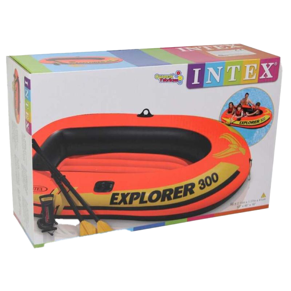 Intex Boat Explorer 300 For 3 Person 186Kg ( 83*46*16 ) With Oars & Pump