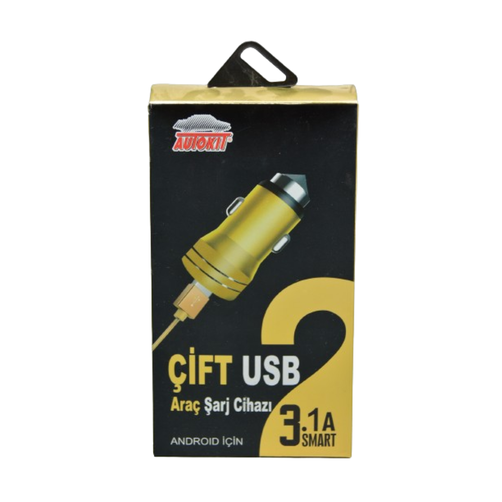 Autokit Metal Car Charger 2 Usb 3.1A Type-C