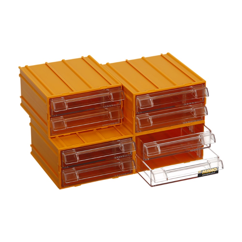 Mano Plastic Box With Drawers Yellow